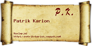 Patrik Karion névjegykártya